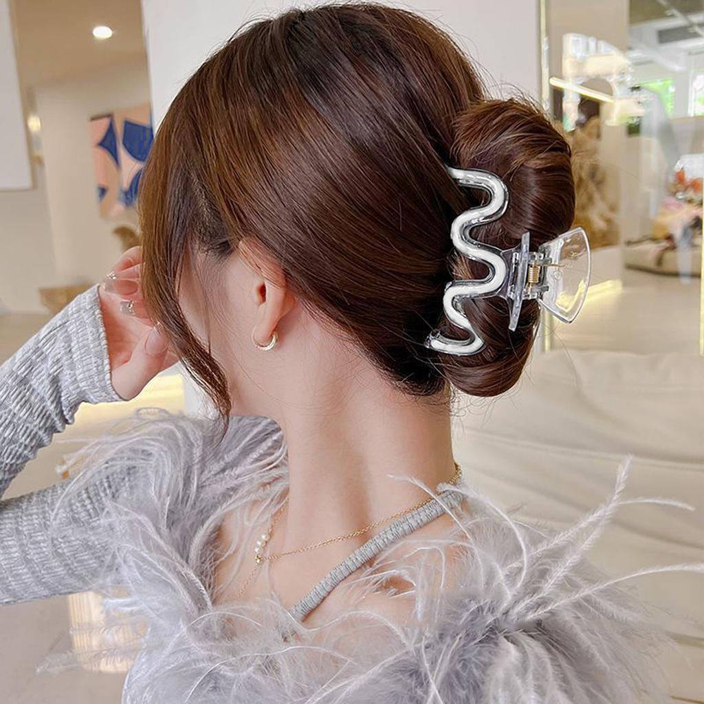 1 Pcs Fashion Simple Transparent Wavy Hair Claws For Women Girls Party Hair Accessories