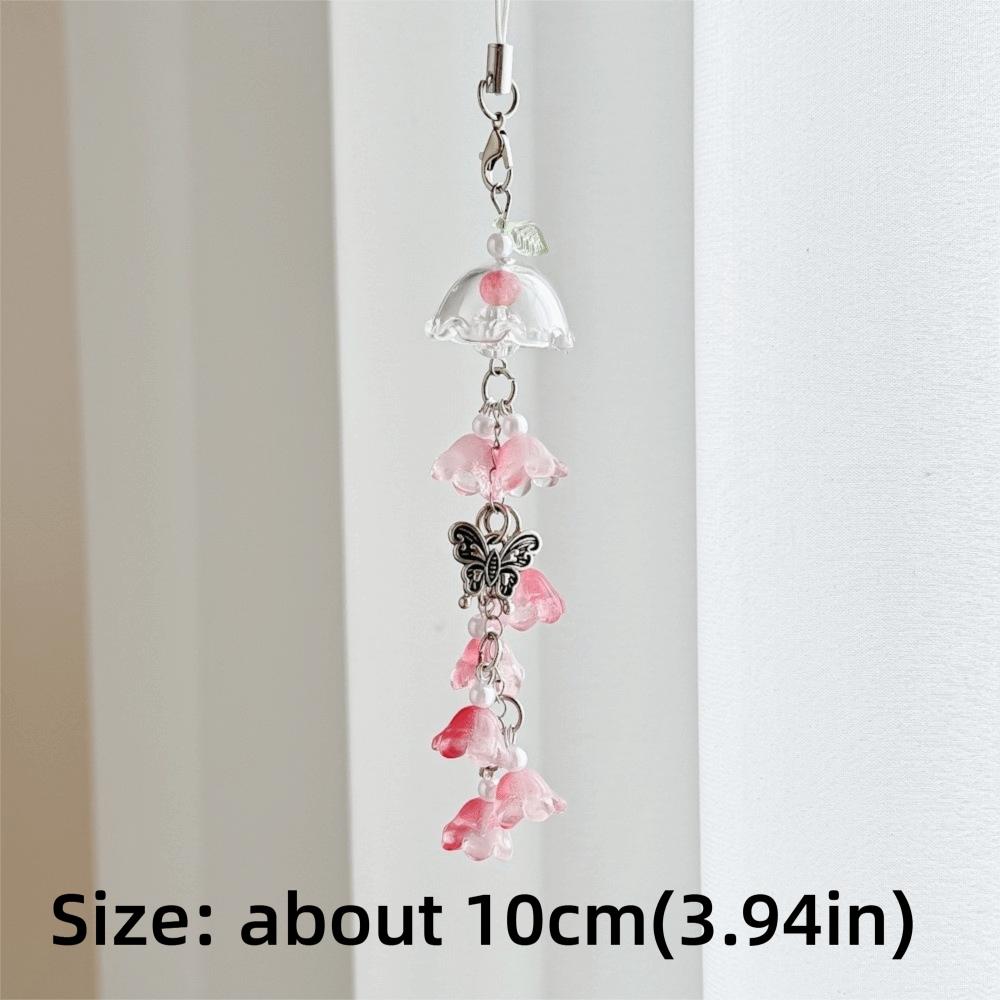 Kawaii Design Wind Chime Pendant Orchid Bell Style Bead Phone Lanyard  Ornament Use