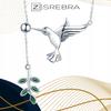 Hummingbird Branch Chain, 925 , Cubic Zirconia, Pendant, Hanging