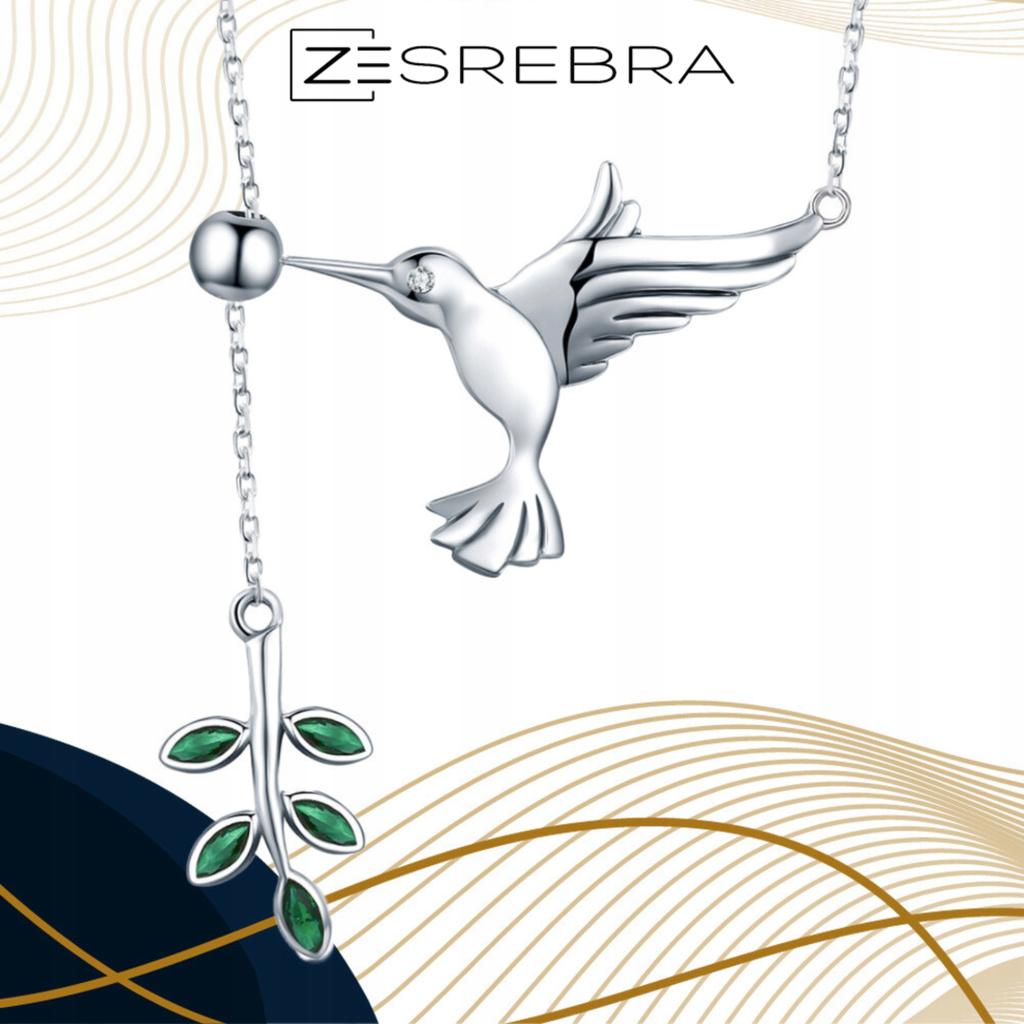 Hummingbird Branch Chain, 925 , Cubic Zirconia, Pendant, Hanging