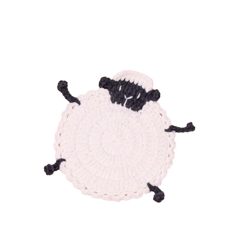 Cartoon Knitted Animal Coaster Handmade Teacup Pad Creative Crochet Lamb Coasters Home Decor