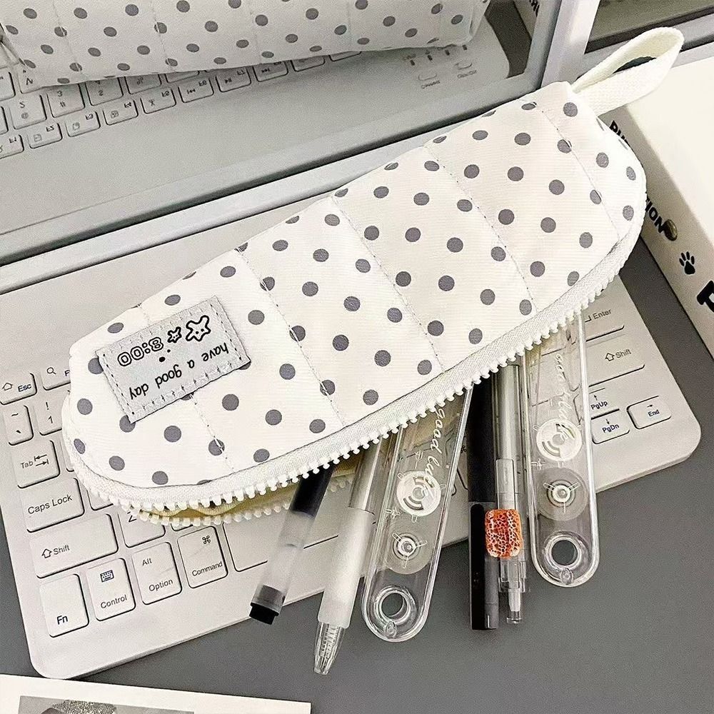 Polka Dot Design Pen Bag Portable Pencil Pouch Stationery Organizer School Supplies