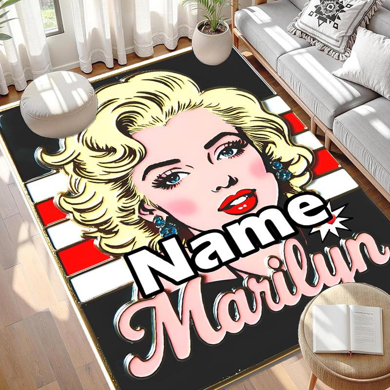 Custom Name Personalized Marilyn Monroe Print Carpet, Versatile Home Decor Rug, for Playroom, Apartment, Balcony, Entryway, Hallway Gift