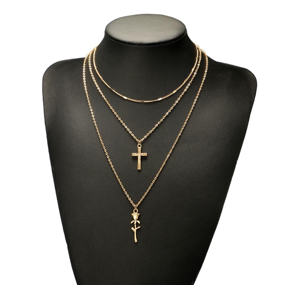 Women Pendant Necklaces Cross Gold Rose Flower Thin Boho Vintage Women Pendant Necklaces Cross Gold Rose Flower Thin Boho Vintage