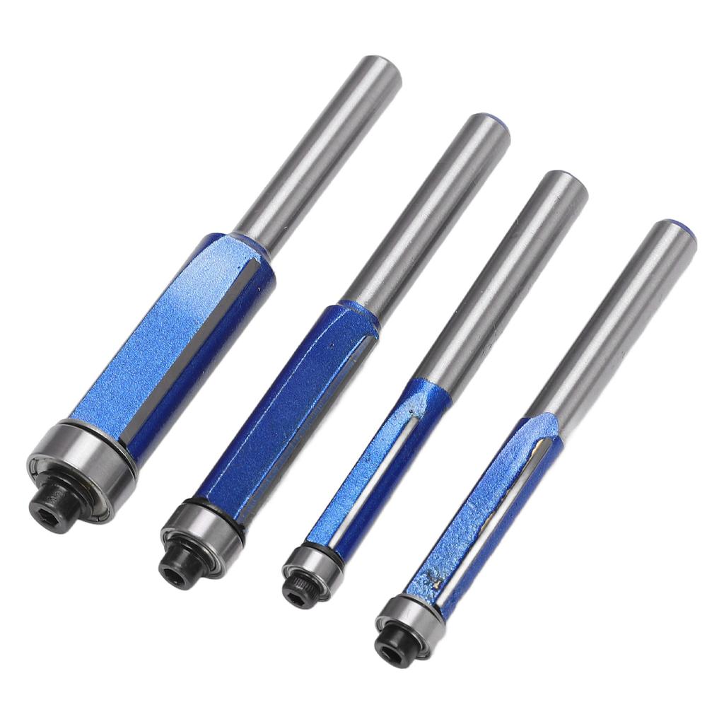 4Pcs Trim Bit Depth Adjustable Wear Resistance Strong Incisive Edge 14in Shank Router Bit