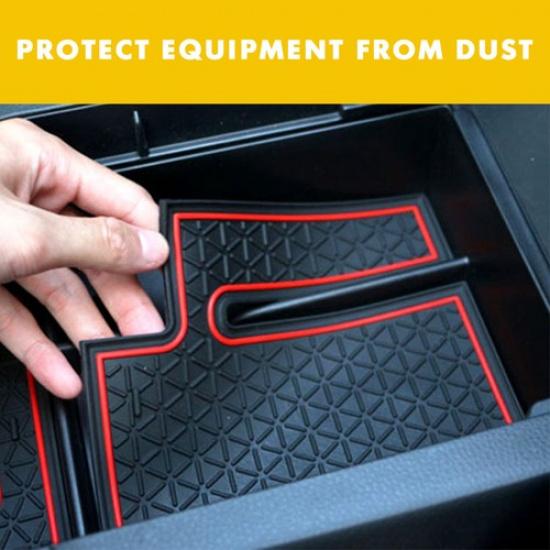 Center Console Armrest Storage Box Anti-Slip Red Fits -2024 Toyota RAV4 US