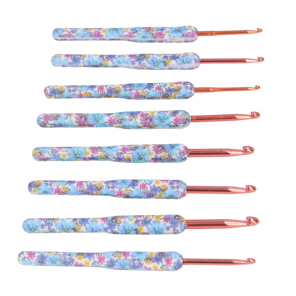 8pcs Crochet Hooks Ergonomic Design Comfortable Handle Easy Identification Compact Portable Knitting Supplies