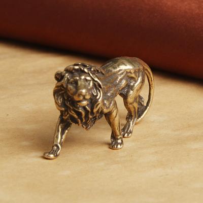 Rame Puro Maestoso Re Leone Miniature Statuette Decorazioni da Scrivania Ottone Vintage Mini Statua Animale Ornamenti Artigianali per la Casa