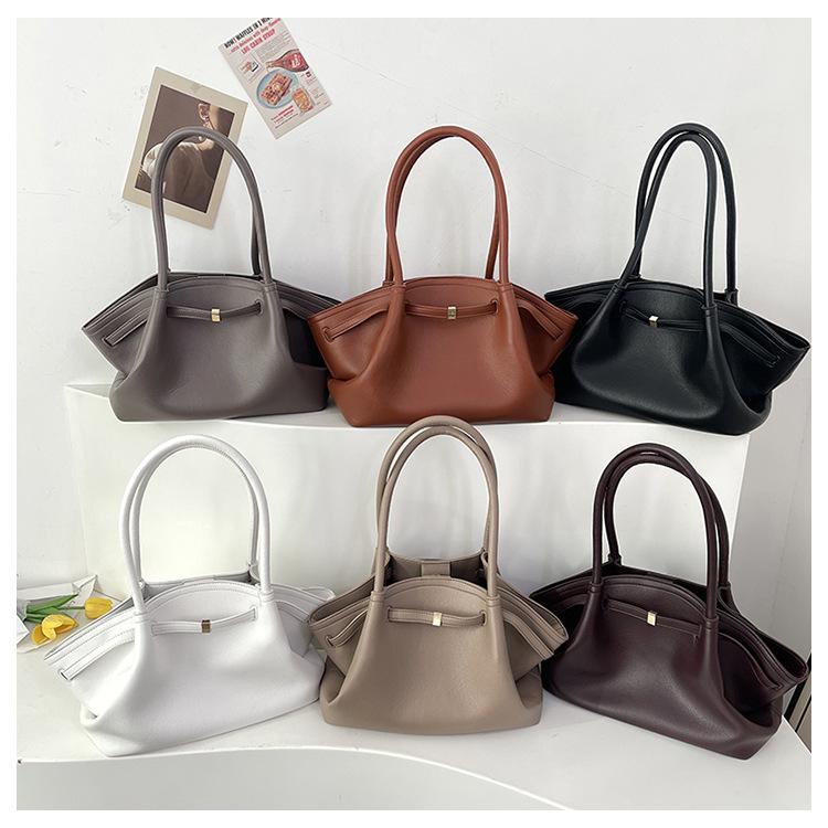 Luxury Lychee Pattern Underarm Shoulder Bags PU Leather Solid Color Women's Handbags Large Capacity Tote Bag Travel