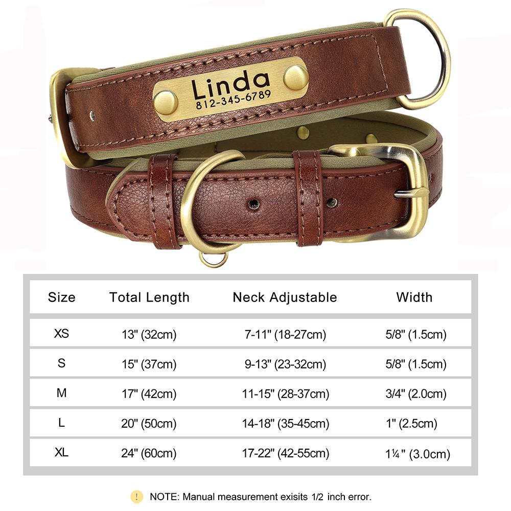 Custom Leather Dog Collar Personalized Collars with Free Engraved Nameplate for Small Medium Large Dogs Pitbull Labrador XS-XXL