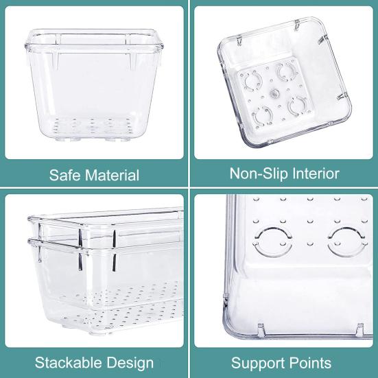 Transparent Drawer Storage Box Clear Acrylic Drawer Organizer Drain Holes Drawer Storage Tray Stackable Storage Bin