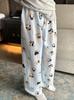 Women's Summer Sleep Pants Thin White Dog Lounge Pants Cute Casual Loose High Waist Straight Wide Leg Comfy Cotton Loungewear