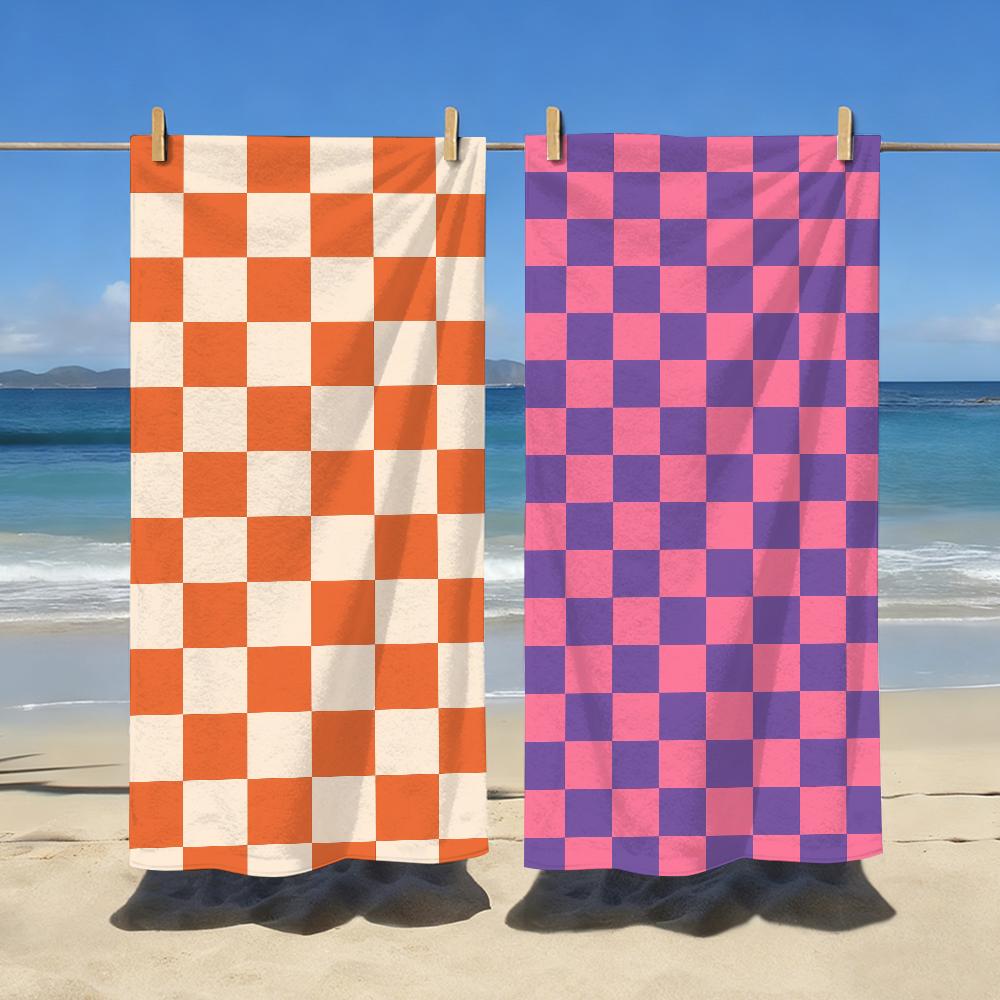 Fun Checkerboard Art Towel Soft Pool Gift For Travel Gym Shower Camping Quick Dry Sports Large Beach Towels