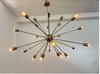24 Light Elegant Ceiling Flush mount light Pendant Mid Century Modern Raw Brass Sputnik chandelier light Fixture