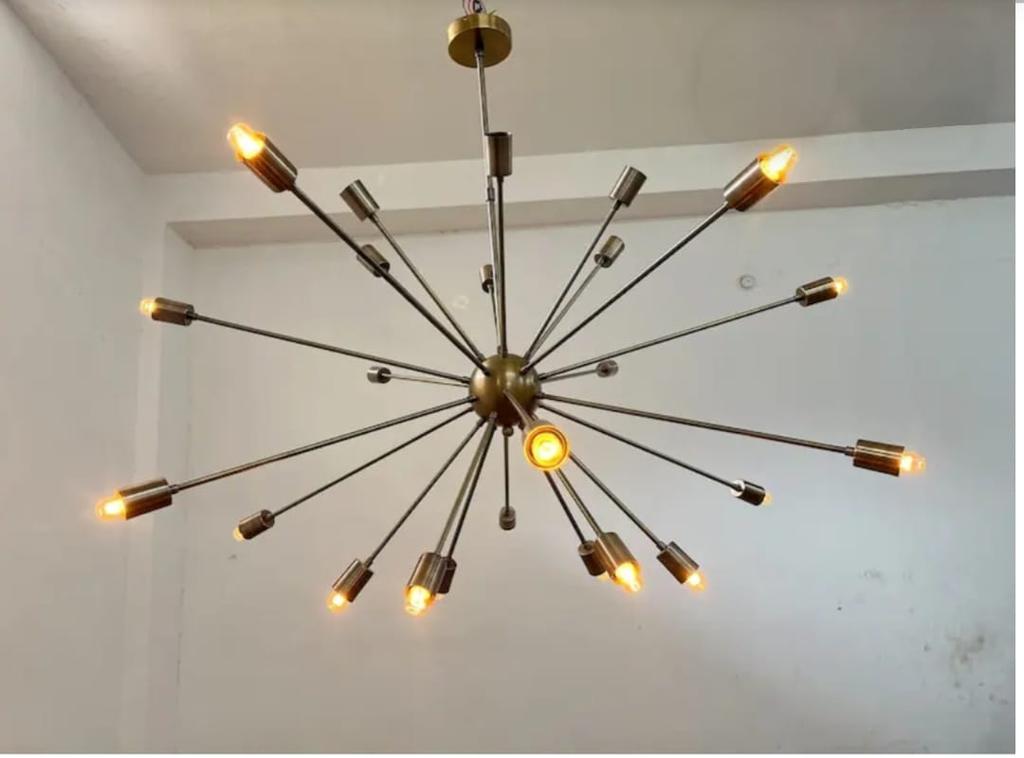 24 Light Elegant Ceiling Flush mount light Pendant Mid Century Modern Raw Brass Sputnik chandelier light Fixture