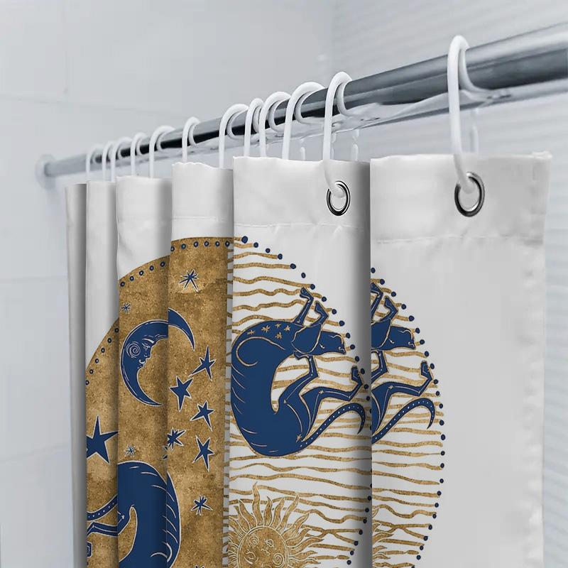 Zodiac Shower Curtain Aries Sign Bathroom Decor Space Galaxy Constellation Shower Liner Waterproof Home Decor Artistic Wall Hang