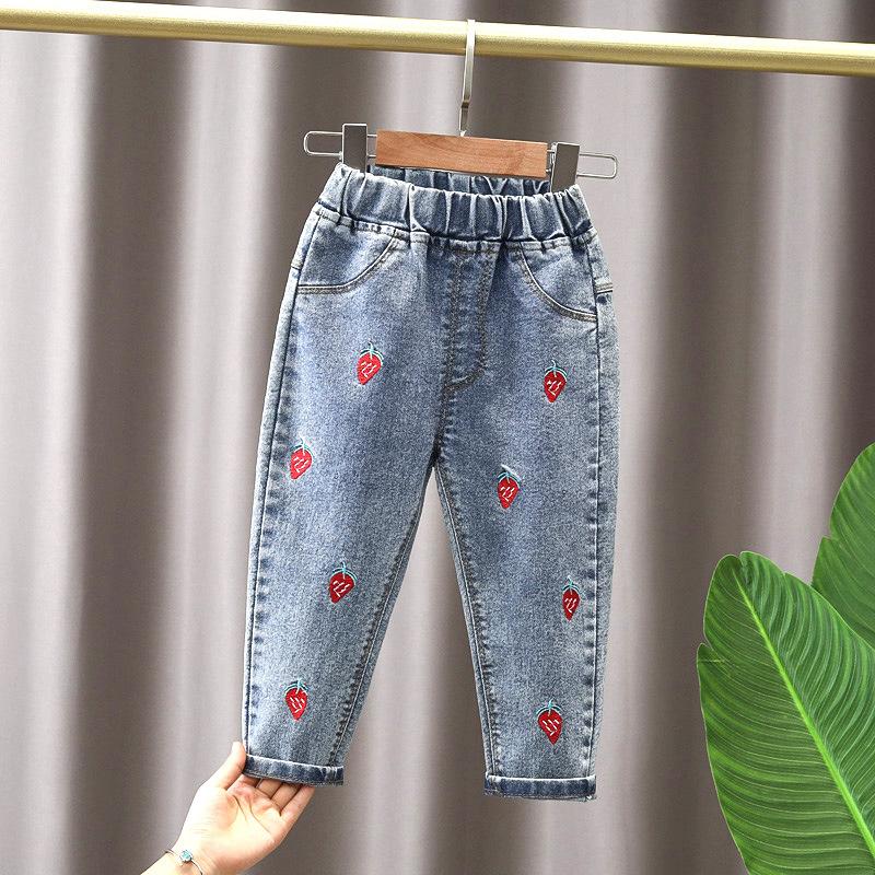 

Джинсы для девочек Детские осенние повседневные брюки Брюки для маленькой девочки Осенняя верхняя одежда 110