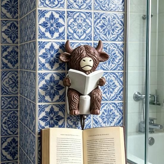 Highland Cattle Hook, Waterproof Resin Bathroom Wall Hook, Home Decorative Storage Hook, for Towels Keys Small Clothes