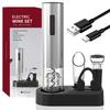 Factory ABS PC Steel 25W Rechargeable Wine Kit Foil Cutter Electric Corkscrew Pourer Vacuum Stopper Base Home Electric Corkscrew