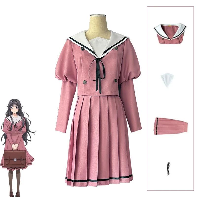 De Geurige Bloesem Bloeit Met Waardigheid Waguri Kaoruko Cosplay Kostuum Lange Pruik JK Uniform Carnaval Vrouwen Casual Dagelijkse Set S pink