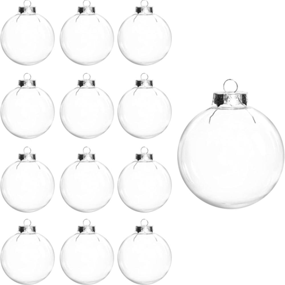 12pcs Diy Clear Plastic Refillable Balls Ornaments, 2.36inch Christmas Balls For Christmas, Birthday, Crafts Decoration