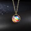 Yousheng Pendant Necklace Personality Double Sides Glow in The Dark Vintage Colorful Galaxy Glass Ball Necklace Jewelry Accessory