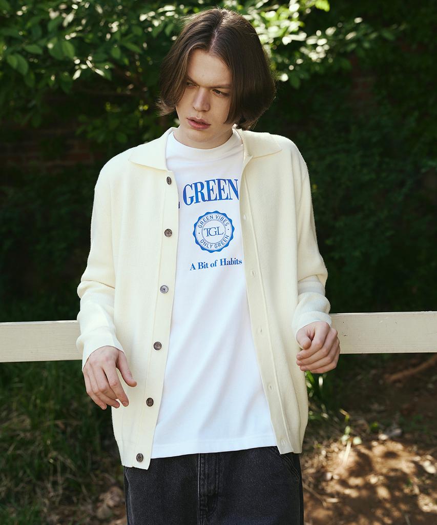 The Green Lab Collared Knit Cardigan [Ivory]