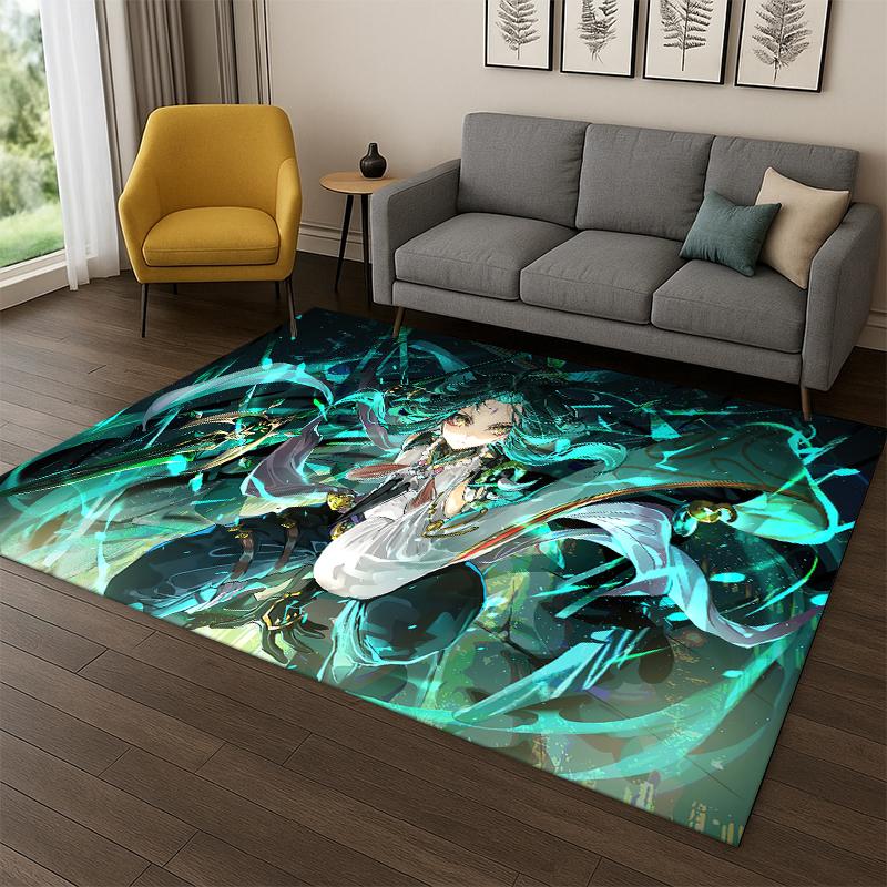 New Genshin Impact Cartoon Game Carpet Rug for Bedroom Living Room Sofa Playroom Doormat Home Decor,Kid Area Rug Non-slip Gift