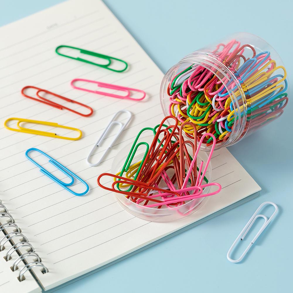 Nickel-Plated Silver Colored Paper Clips & Creative Cartoon Bookmarks (50mm) - Office Stationery.
