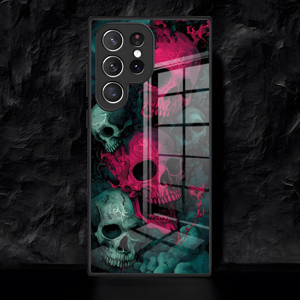 Gothic Patterns Raven Skulls Phone Case For Samsung S26 S25 Edge Ultra 24 23 22 21 Ultra Plus Fe A55 56 15 4G 5G Glass Cover