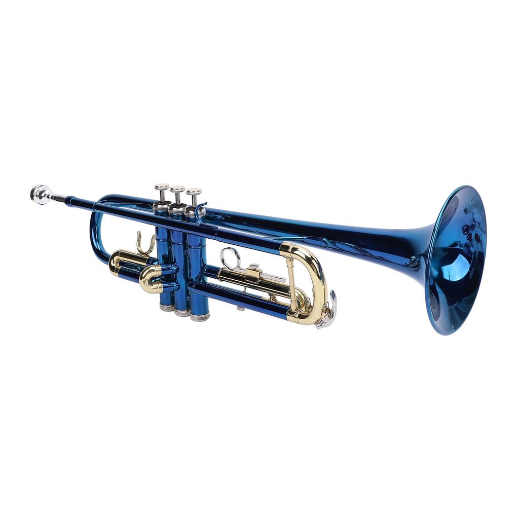 Bb Standard Trumpet Blue Color Copper Gold Keys Beginner Trumpet for Performance and Practice