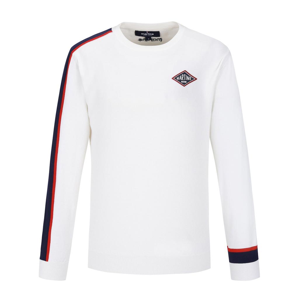 MARTINE GOLF Line Point Round Knit Sweater_O/White (Men)