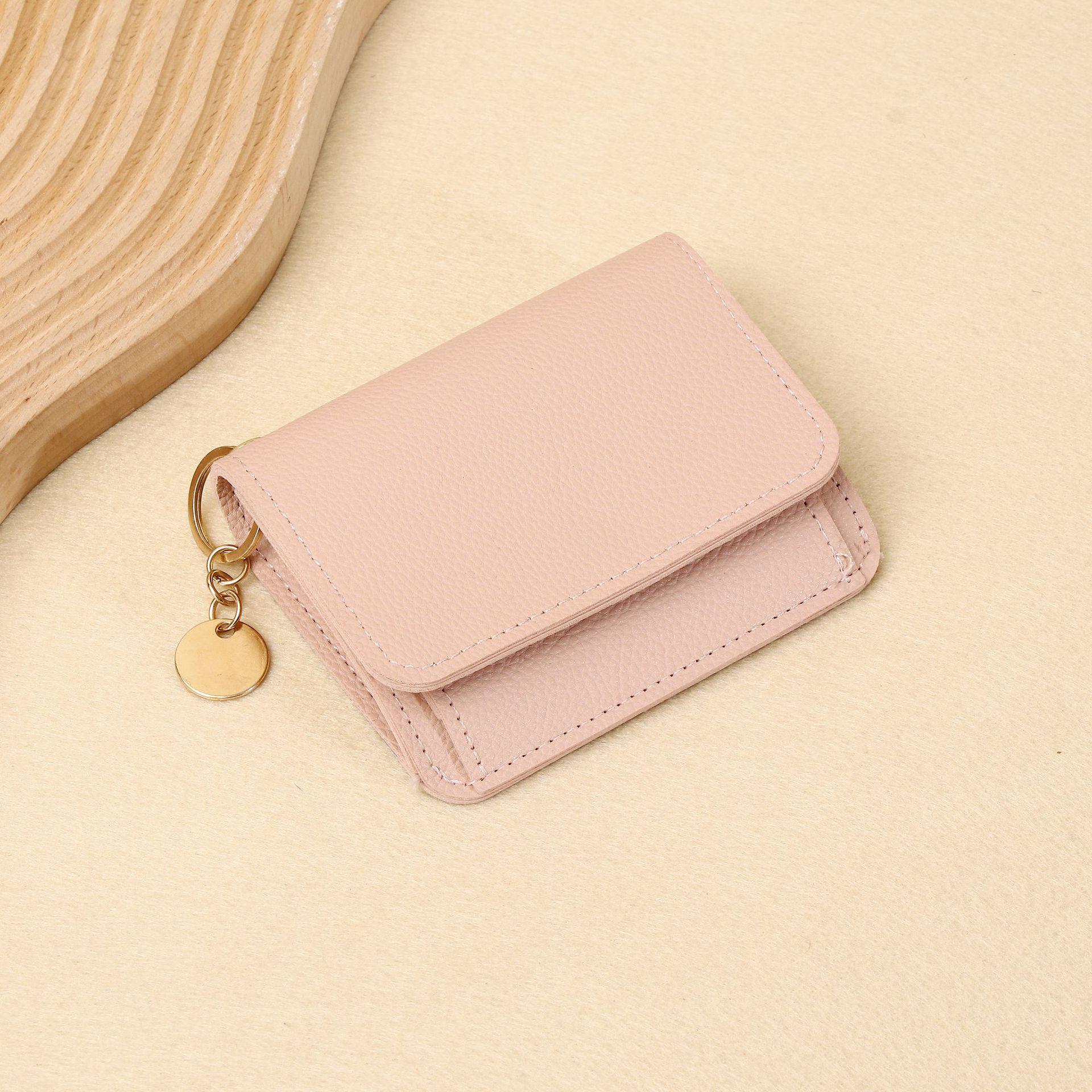 

Women s Solid Color Wallet Card Holder - Short, Simple, Fashionable with Multi-Card Slots and Zipper Coin Purse 11.5 x 3 x 9 cm розовый