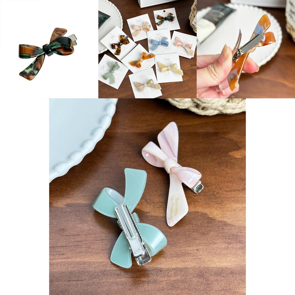 Chic Retro Acetate Hair Clips Featuring Bow Design For Effortless Style And Comfort