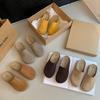 Leather thick-bottomed Boken bag head half slippers women's outer wear half tray 2025 autumn pregnant women non-slip retro ugly Boken tide