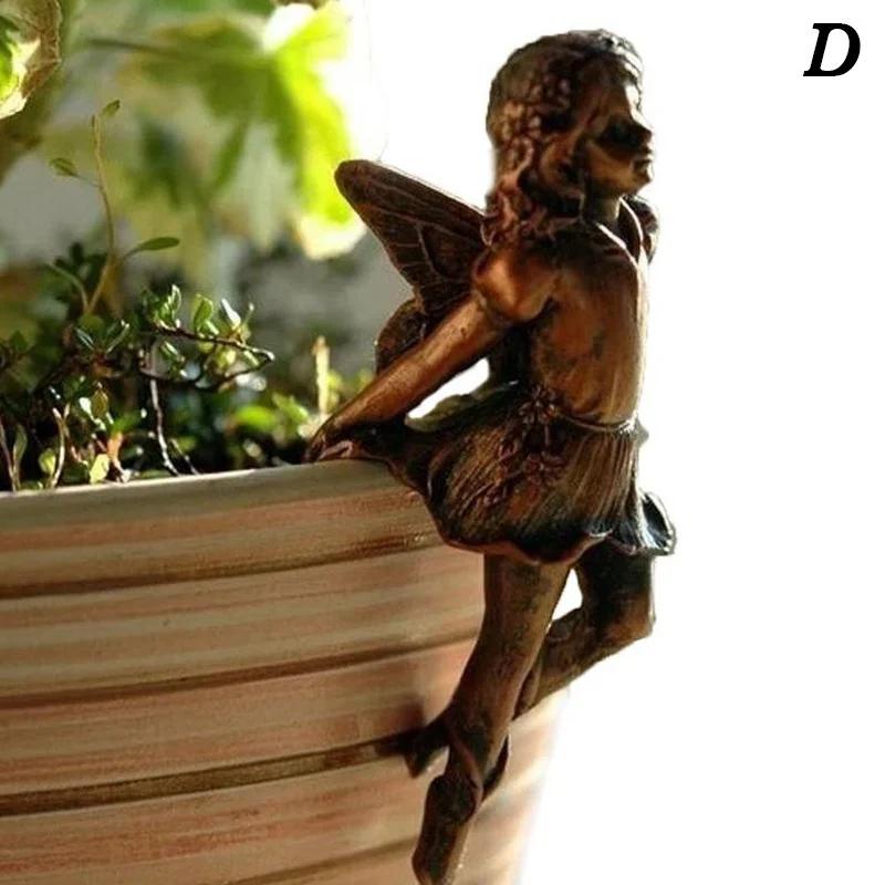 Fairy Girl Hanging Cup Resin Decoration Fairy Combination Flower Basket Edge Decoration Garden Pot Ornaments