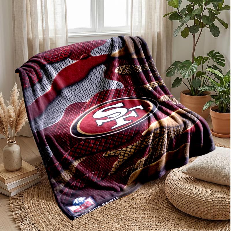 San Francisco 49ers Flanell Fleece Decke Gemütliche Warme Überwurfdecke für Sofa Bett Reisen Ganzjahresgebrauch