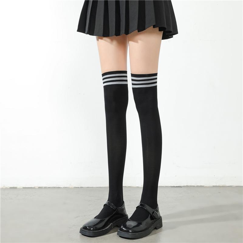 

Sexy Black White Soild Color Long Socks Women Over Knee Thigh High Over The Knee Stockings Lolita Ladies Girls Warm Knee Socks One Size