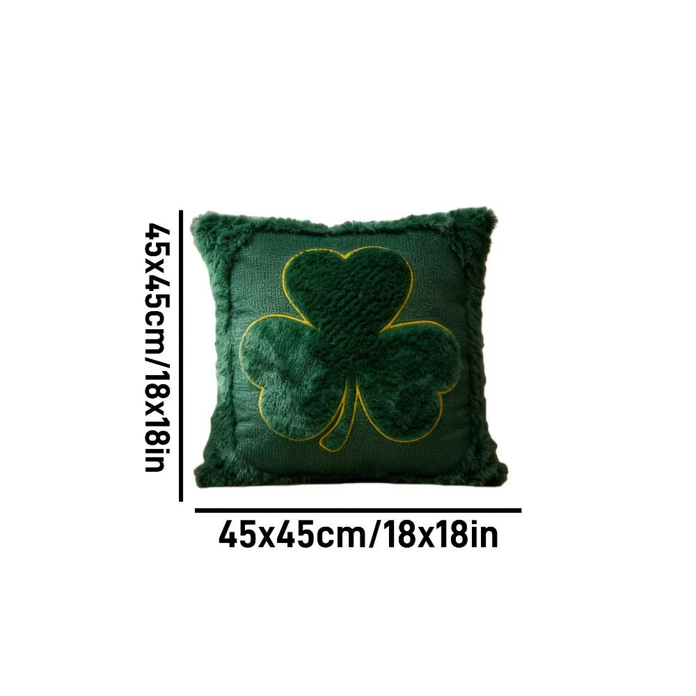 1 St. Patrick's Day Plush Pillowcase 18X18 Inches, Soft Giant Clover Shaped Pillowcase, Suitable for Bedroom