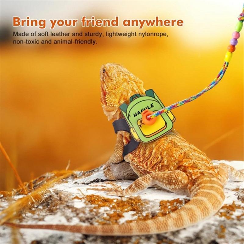 EscapeProof Adjustable Lizards Leash for Safe Outdoor Walking Comfortable Harness with Wing/Backpack Design for Reptiles