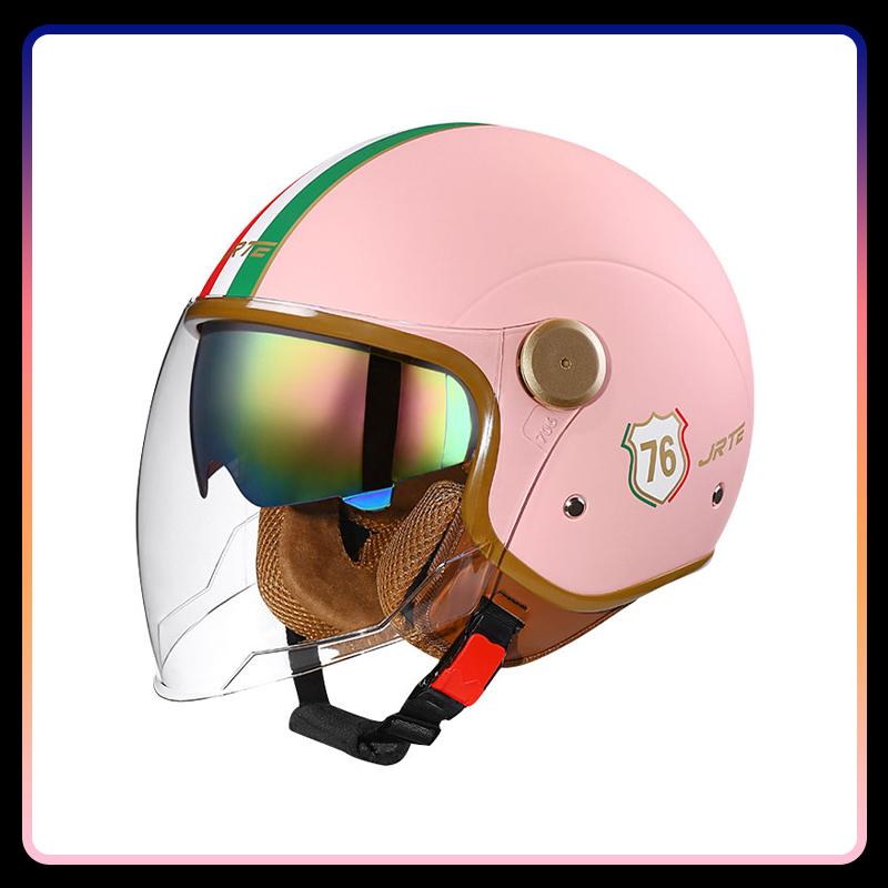 DOT Approved Retro Semi-open Helmets Double Visor Men Women 3/4 Open Half Helmet Vintage Jet Moto Helmet Four Seasons