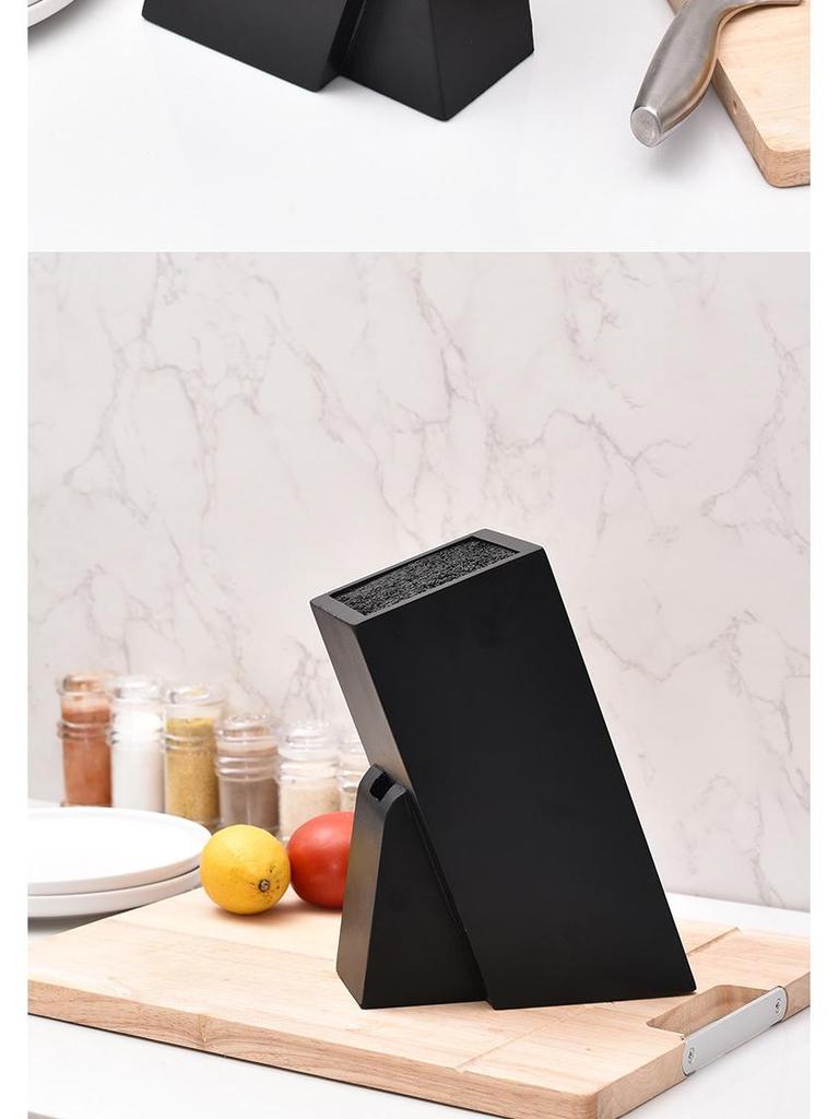 Suport din lemn pentru cuțite de bucătărie cu inserție neagră - Rack multifuncțional pentru depozitarea tacâmurilor