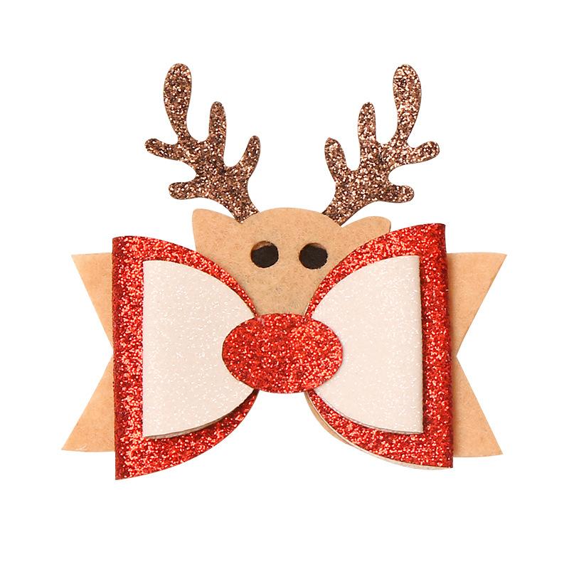 New Children's Christmas Hairpin Bow Red Santa Snowman Deer Hairpin Headwear Girls Kids Hair Accessories