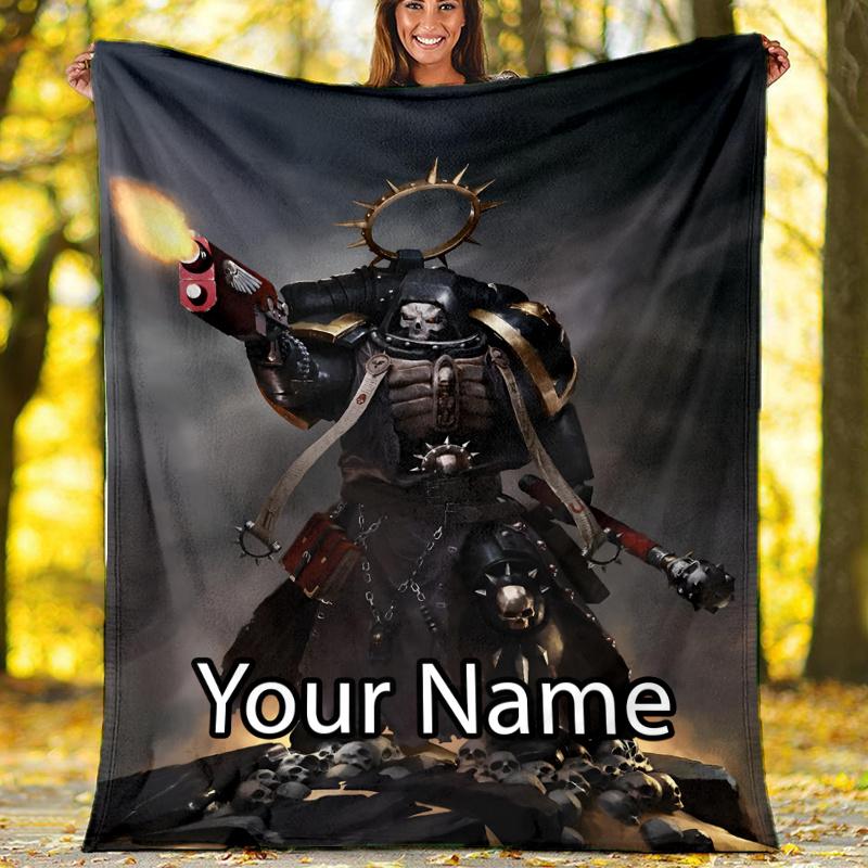 Custom Name Warhammer 40K Theme Printed Blanket - Perfect for Couch, Bed, Travel & Outdoor Use | Machine Washable, Cozy & Durable.