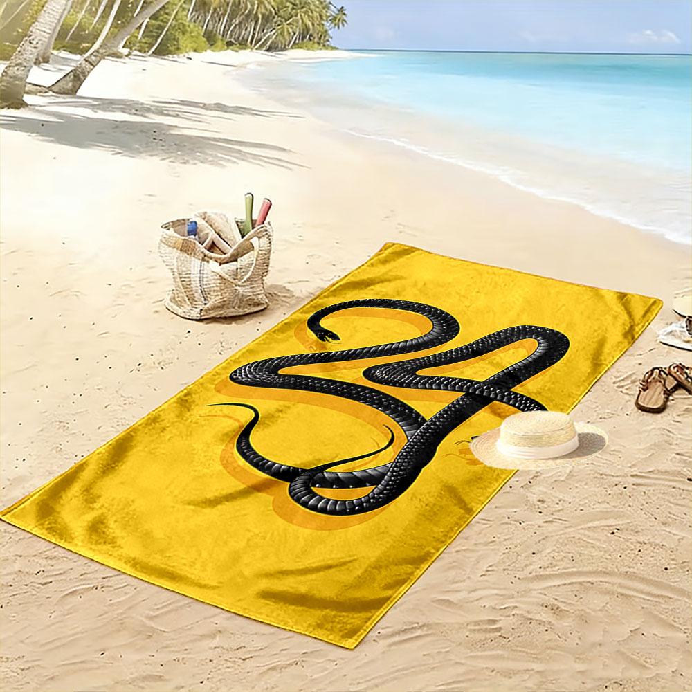 Black Snake Design Beach Towel Beach Towel Quick-drying for Travel Outdoor Sports Jogging Beach and Swimming
