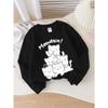 Girls Soft Crewneck SweatshirtCute White Cats Meowtain Print Design with Cute Creative Print, Casual All-Match for Fall Winter, Ideal Holiday Present