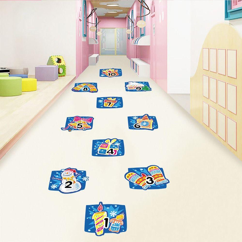 PVC Cartoon Number Grids Multicolor Wall Art Creative Flooring Decals  Home Decoration