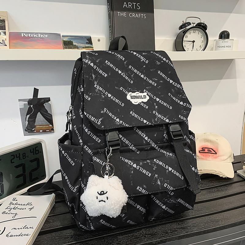 School bag high value letter back couple solid color casual simple light outdoor large capacity