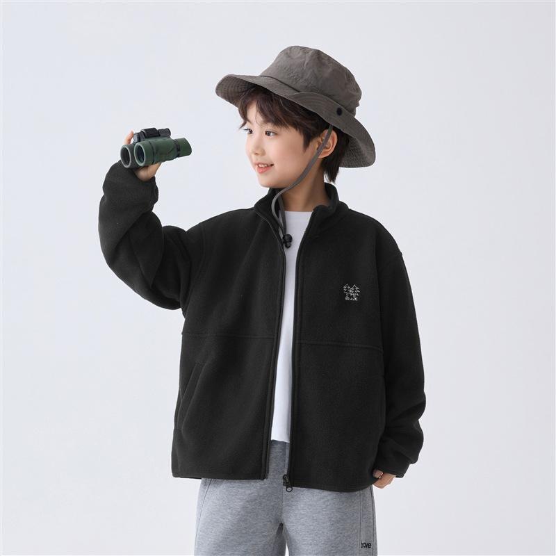 Boys Kids Fleece Zip Up Cardigan Jacket Outdoor Casual Children Top