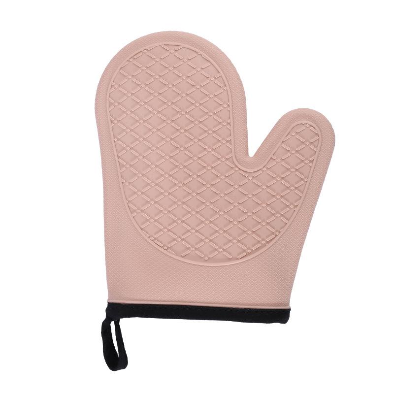 Short silicone heat insulation gloves thickened cotton-padded kitchen microwave oven barbecue baking gloves